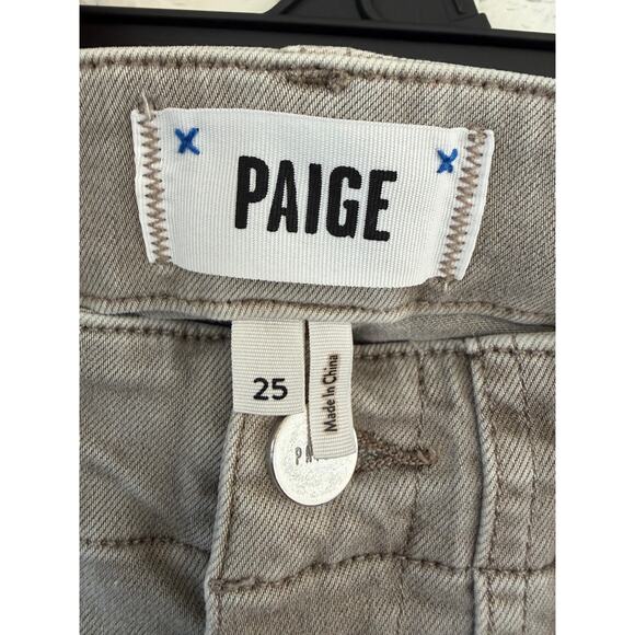 PAIGE Mayslie Jogger Jeans Women’s Size 25 Taupe Stretch Utility Denim Pants - Picture 3 of 11